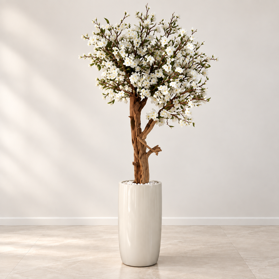 Magnolia Tree in Glossy Beige St. Tropez Planter
