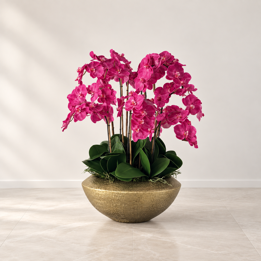 Pink Phalaenopsis Orchids in Blaze Bowl